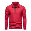 Trend Hub New Men's Deer Embroidery Polo Shirts Solid Color Long Sleeve Social Business Male