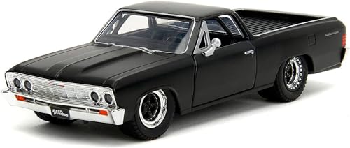 JADA TOYS 1/32 Scale Fast & Furious Chevrolet El Camino 1967 Matte Black F&F10 Chevy El Camino Diecast Model Car [Parallel Import]