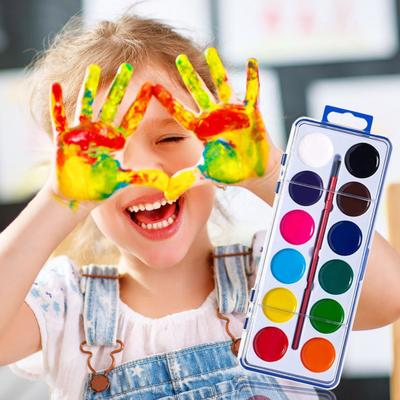 Boxed Watercolor Paint Set Washable Watercolor Paints with Paintbrush Portable Watercolor Palette Kids Art