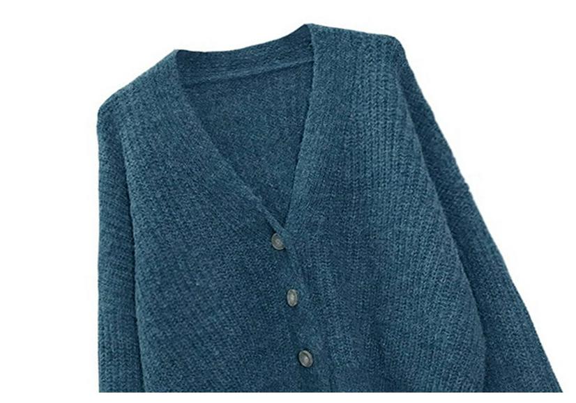 Women's Retro V-Neck Knitted Cardigan Sweater Coat - Autumn/Winter 2021 Collection
