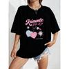Romantisches Rosa Schlüssel Oversized T-Shirt Weißer Herz- und Schlüsselgrafikdruck für Freizeitkleidung