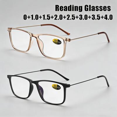 Unisex Rechteckige Rahmen Alterssichtigkeit Brille Ultraleicht Hochauflösend Blaulichtblockierende Lesebrille mit Plus-Dioptrien