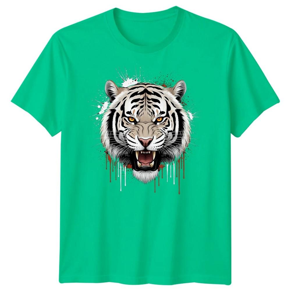 White Tiger Head Big Cats Animals Unisexs Tshirt Roaring Graphic Tee