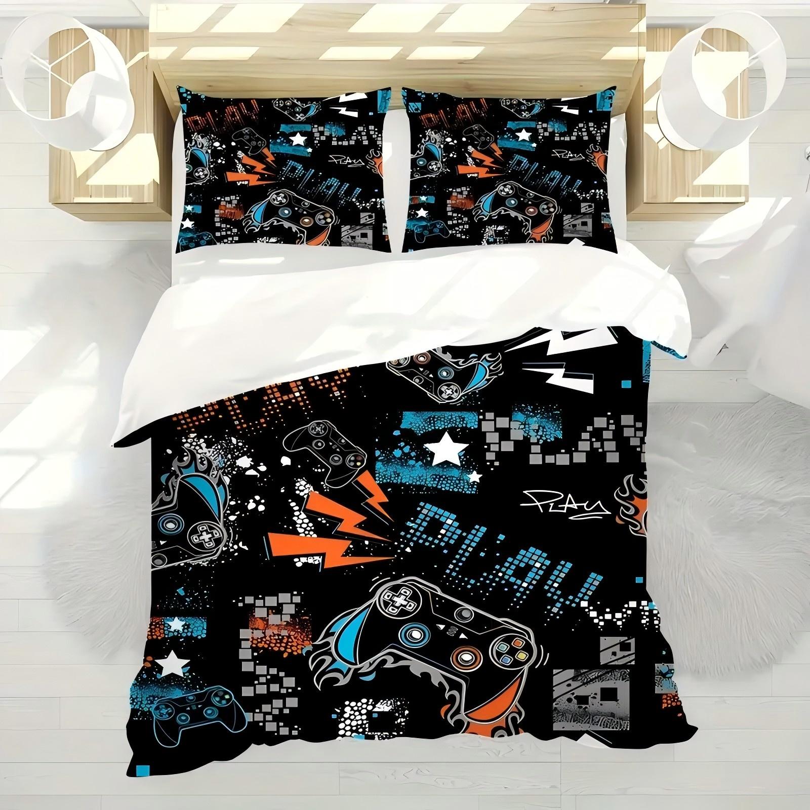 

Black Game Console Pattern 3D Printed Quilt Cover Set Cool Modern Style Bedding Set Polyester Comfortable Bedspread Duvet Cover 135x200cm 2pcs