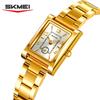 Skmei 2570 Elegant Fashion Women Quartz Watch Costume Stainless Steel Band Waterproof Rectangle in Stock Casual Watch Set