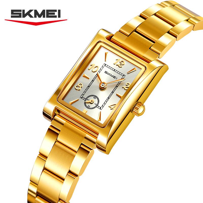 Skmei 2570 Elegant Fashion Women Quartz Watch Costume Stainless Steel Band Waterproof Rectangle in Stock Casual Watch Set