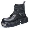 Herren-Lederstiefel mit hohem Schaft, neues Winterdesign, kleine Martin-Stiefel, trendige, lässige Kurzstiefel, dicksohlige, erhöhende Herrenstiefel