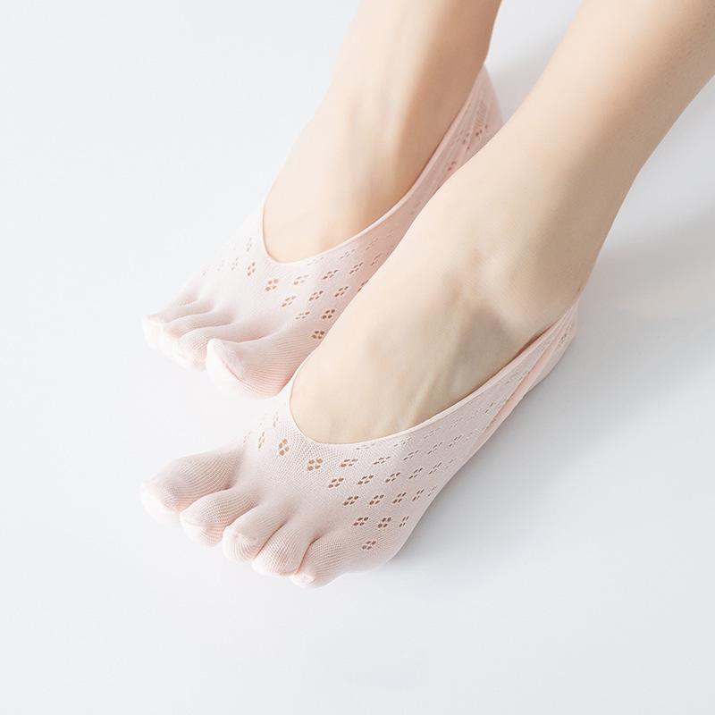 Velvet Women's Breathable Mesh Low-Cut Five-Finger Lace Socks