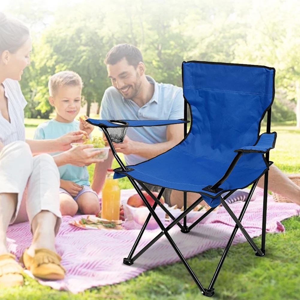 Portable Outdoor Foldable Chair Camping Chair with Bottle Holder Picnic Oxford Cloth Chairs BBQ Festival Beach Fishing Chairs Outdoor Chair