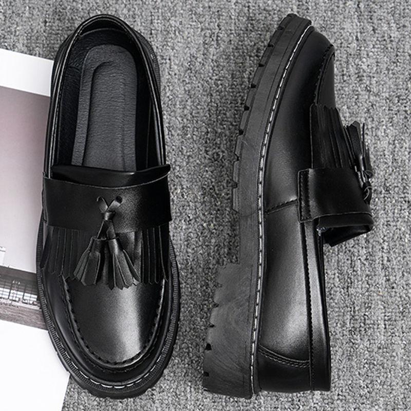 Leather shoes men's business versatile spring summer breathable British style casual leather shoes wedding best man shoes increase height