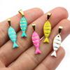2pcs 28x7mm Stainless Steel Enamel Fish Charms Pendant with Pinch Clasp DIY Necklace  Jewelry Making Accessories Findings