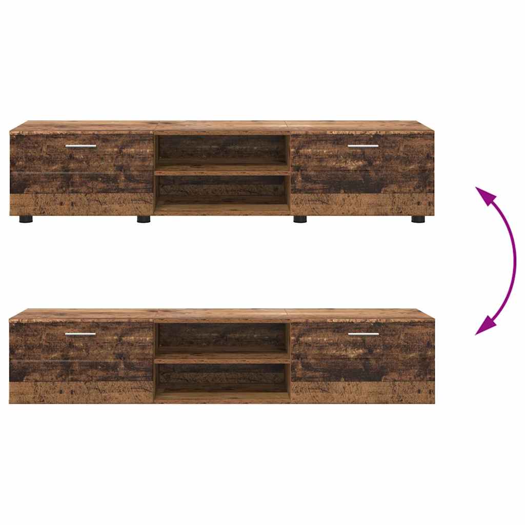 FLORIN 3 Piece TV Cabinet Set with Drawers Reclaimed Wood Effect Particleboard