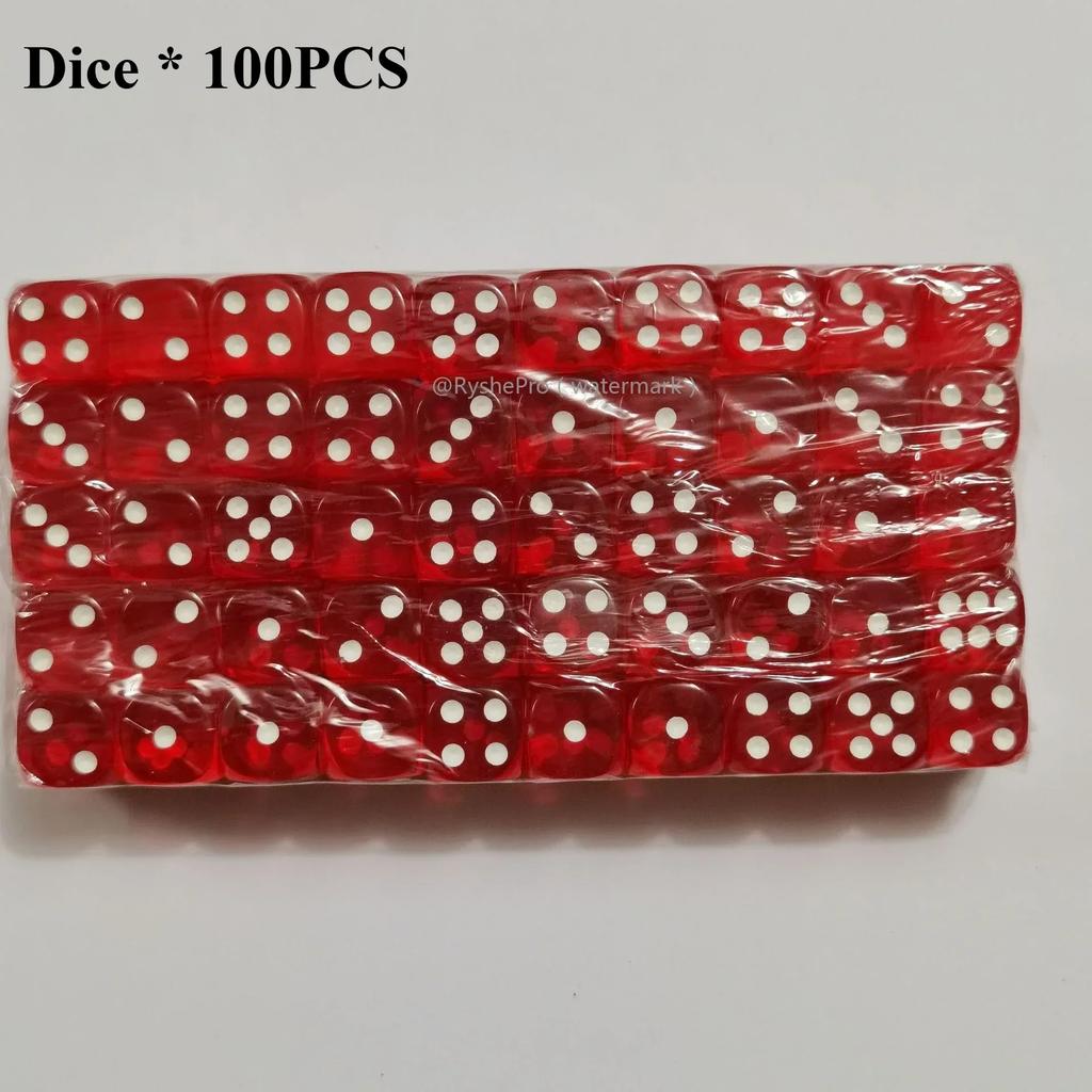 100 Pieces Colored Dices 14mm 6 Sided with Acrylic Material Standard Game Dice Set for Board Games Parties Classroom Math Dice