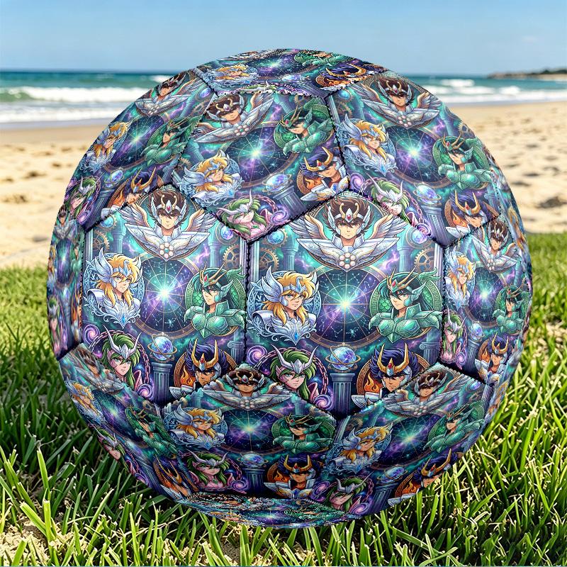Saint Seiya Print Size 5 Soccer Ball, PU Wear Resistant Football for Match Training and Daily Practice, Birthday Gift for Soccer Fans