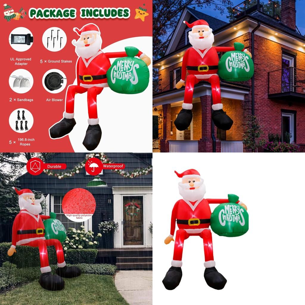 Christmas Inflatable Santa Claus With Led Design For Outdoor Courtyard Decor