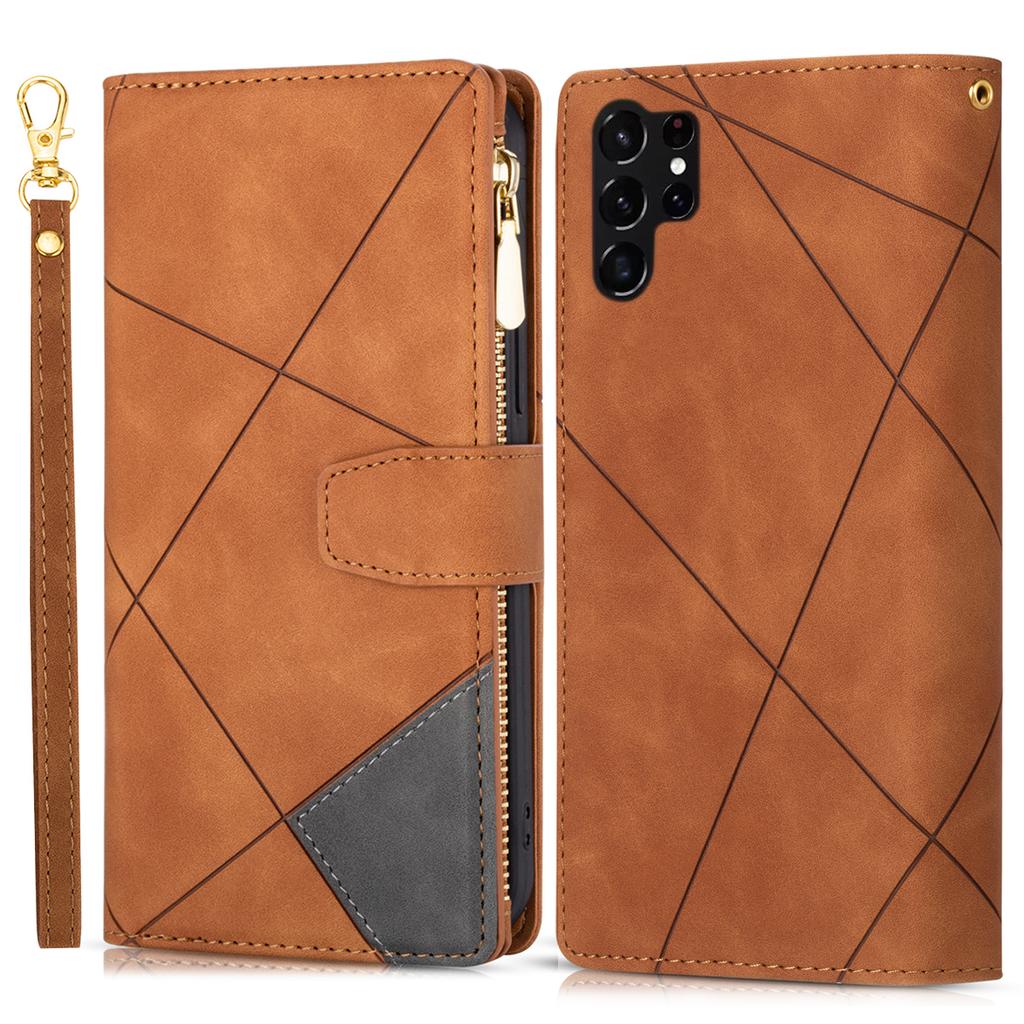 Pro Samsung Galaxy S25 Ultra Peněženkové pouzdro Kožený kryt na telefon s barevným prošíváním a stojánkem