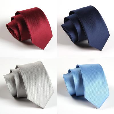 Men's Formal Business Casual Ribbed Black Red Tie - Polyester Silk Solid Color Accessory
