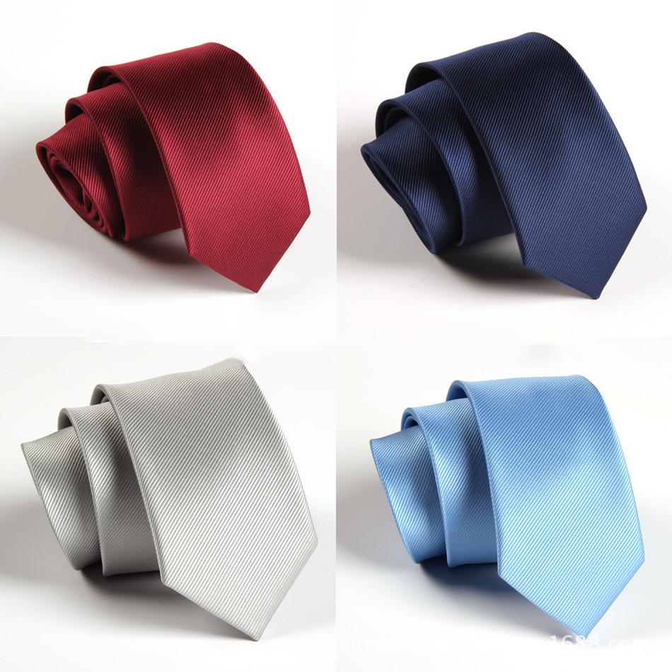 Men's Formal Business Casual Ribbed Black Red Tie - Polyester Silk Solid Color Accessory