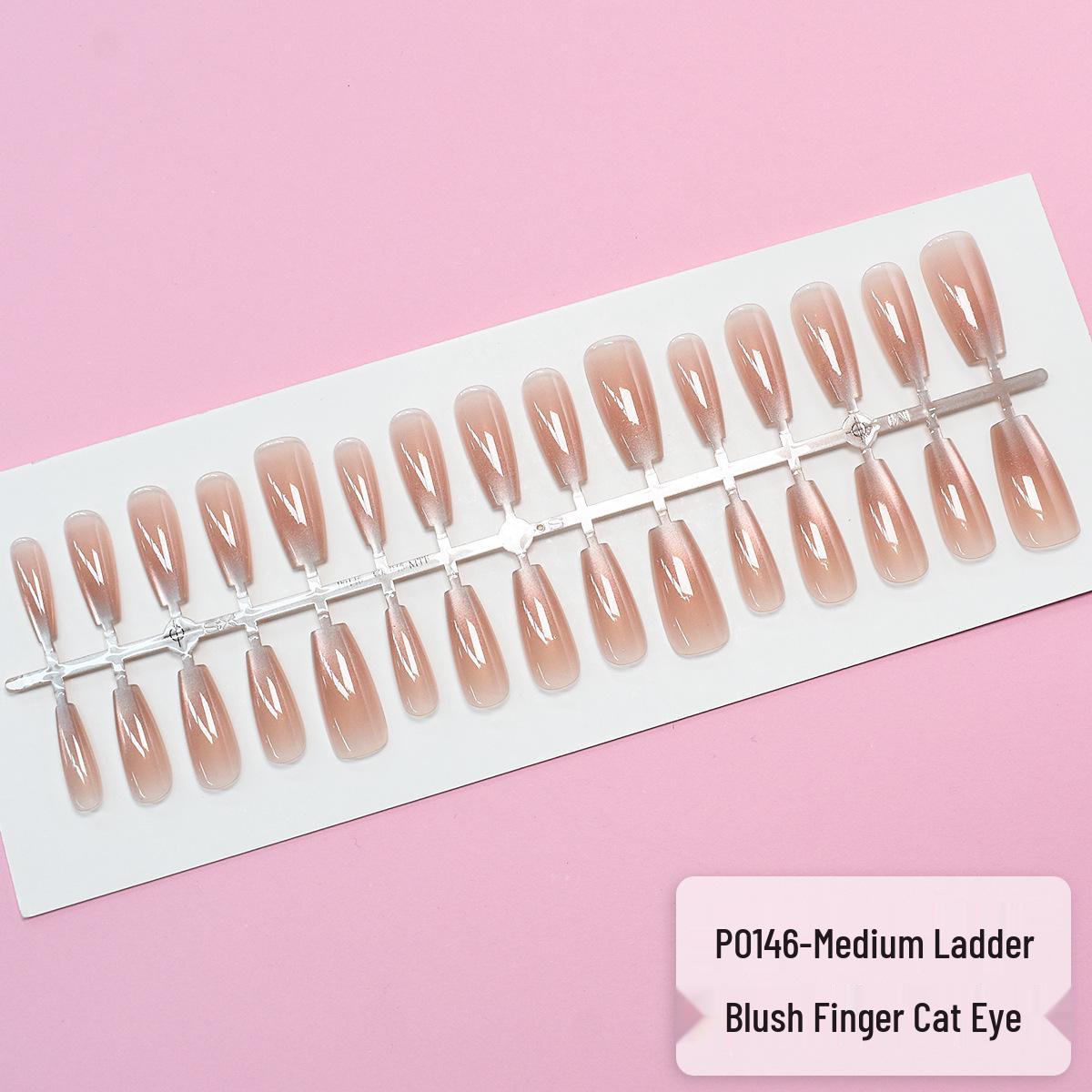 

P143-146# Trendy Medium Blush Cat Eye 30-Piece Wearable Removable Nail Set