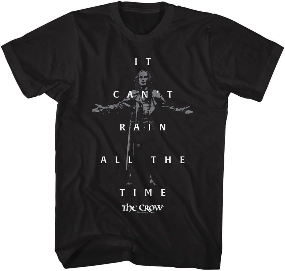 Il Corvo Logo del Film Non Può Piovere Sempre T-shirt Nera a Maniche Corte da Uomo Magliette Grafiche Stile Vintage