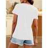 European Size Women's Casual Short-Sleeved V-neck T-shirt-White with Green Four-Leaf Clover Heart Shape Printed, Breathable