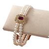 Foreign Trade, High-end Double-layer Imitation Pearl Bracelet Temperament Diamond-set Geometric Women's Jewelry