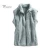 Autumn Winter Coat Women Waistcoat High Collar Neck Protection Soft Plush Zipper Sleeveless Blazer Closure Solid Color Cold Resistant Outdoor Vest