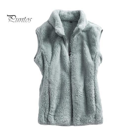 Autumn Winter Coat Women Waistcoat High Collar Neck Protection Soft Plush Zipper Sleeveless Blazer Closure Solid Color Cold Resistant Outdoor Vest