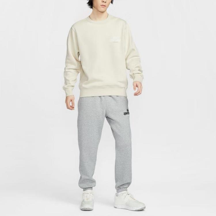 Nike Sportswear Casual Crewneck Pullover Letter Long Sleeve Sweatshirt Men Sweatshirt Light-Khaki HJ2174234
