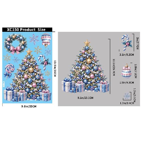 Nové vánoční party dekorace Kreativní zvonky, Sob, Santa Claus, Elektrostatické nálepky, Sněhové vločky, Sněhuláci, Skleněné nálepky