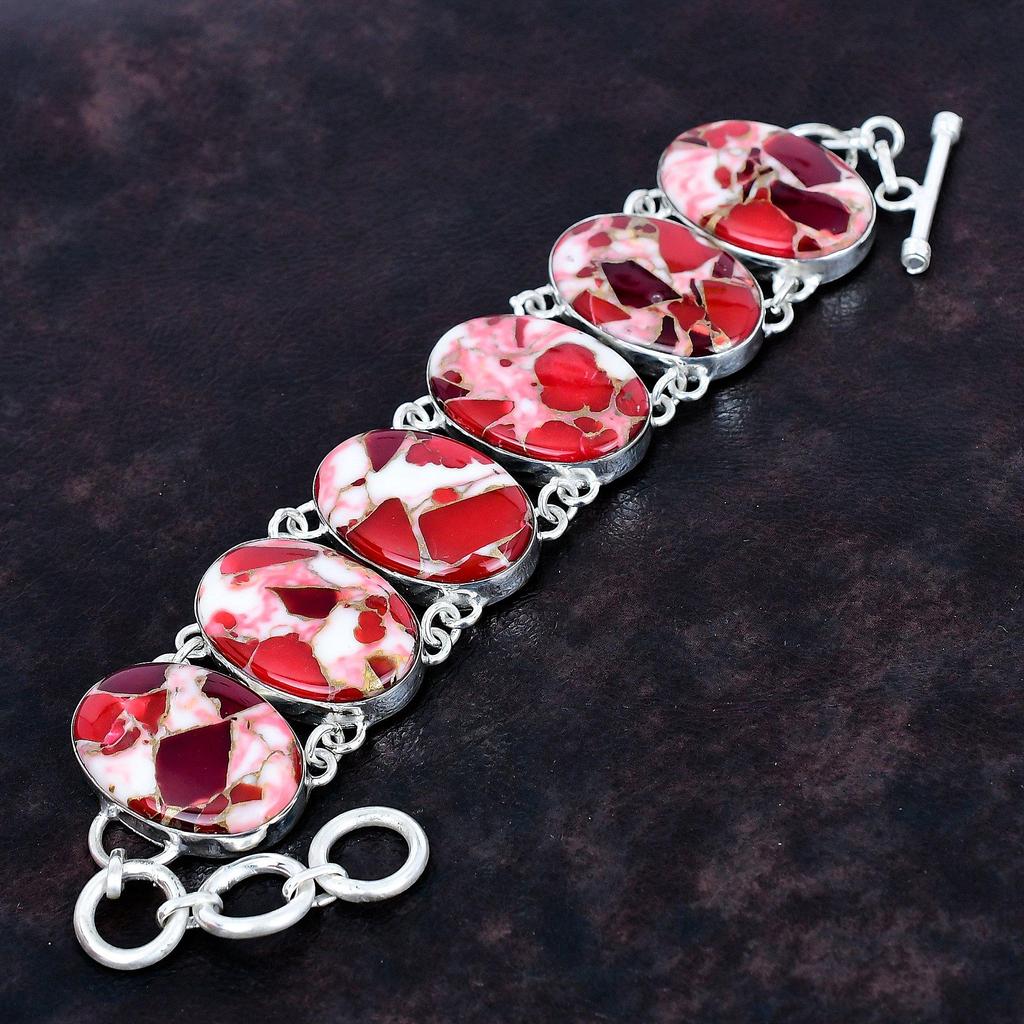 Kingman rotes Mohave Kupfer Türkis Armband 925 Sterling Silber Armband verstellbare Kette Armband Edelstein handgefertigter Schmuck Geschenke für Mama