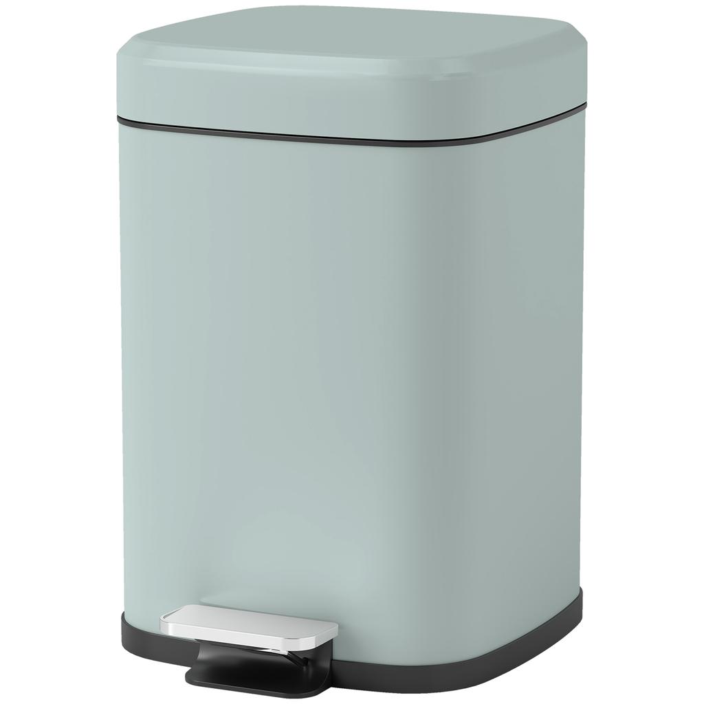 12L Modern Boxy Metal Home Kitchen Bin - Light Green