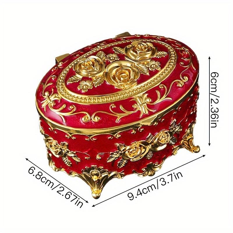 Rosenblumen Schmuckschatulle Retro Heim Waschtisch Metall Aufbewahrungsbox Dekorative Schmuckschatulle für Ringe Ohrringe & Kleine Accessoires