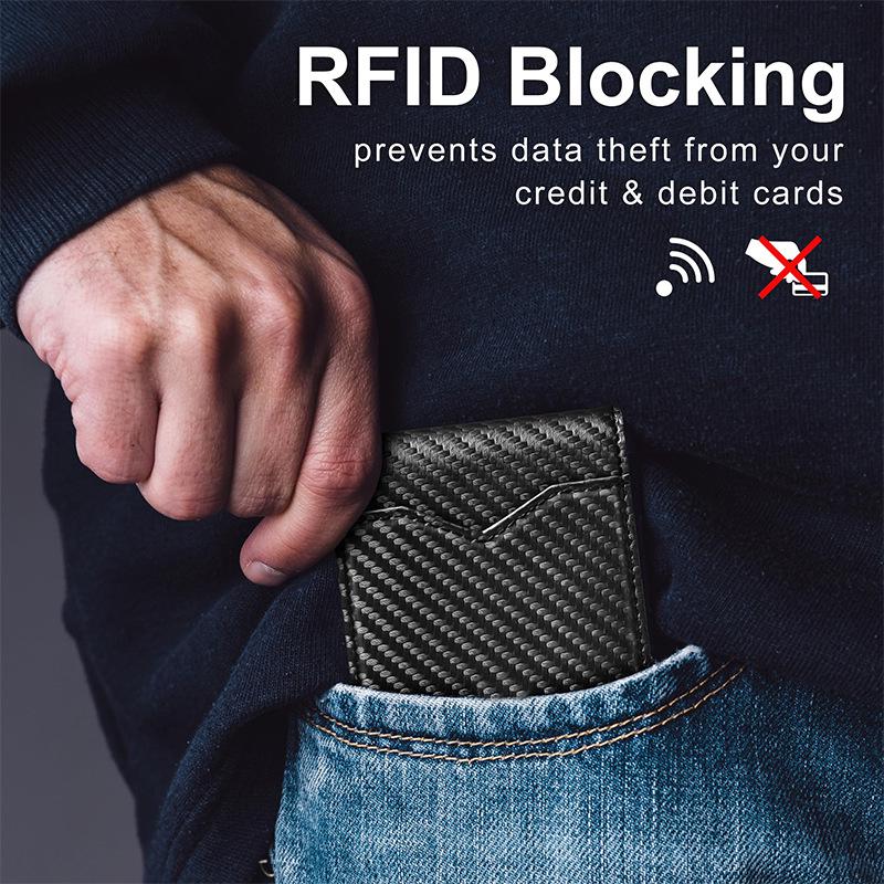 Men's RFID Anti-theft Carbon Fiber Leather Bifold Wallet