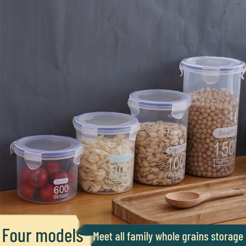 Clear Plastic Airtight Storage Jar for Kitchen Grains, Tea, and Powder