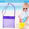 Kids Mesh Beach Bag with Adjustable Straps Seashell Collecting Sand Toy Storage for Boys Girls Breathable Quick-Dry Multi-Purpose Outdoor Bag