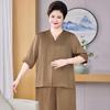 Women's Plus Size Summer Short Sleeve Wide-leg Pants Two-piece Set