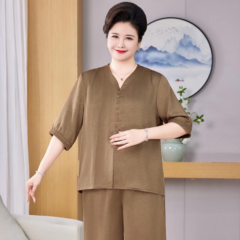Women's Plus Size Summer Short Sleeve Wide-leg Pants Two-piece Set