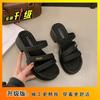 Thick bottom non-slip Internet celebrity super fire cool slippers women's summer wear 2025 new one-word cool slippers premium sense light luxury