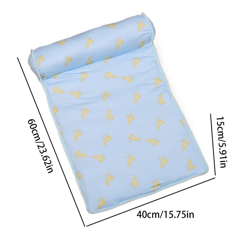 Cooling Pet Mat with Pillow, Dog Cooling Mat Ice Silk Soft Cat Cooling Bed Ice Silk Dog Bed Pet Blankets Dog Sleeping Pad синий