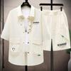 Men's Summer Handsome Workwear Suit Youth Short-sleeved Shirt + Shorts Casual Two-piece Set