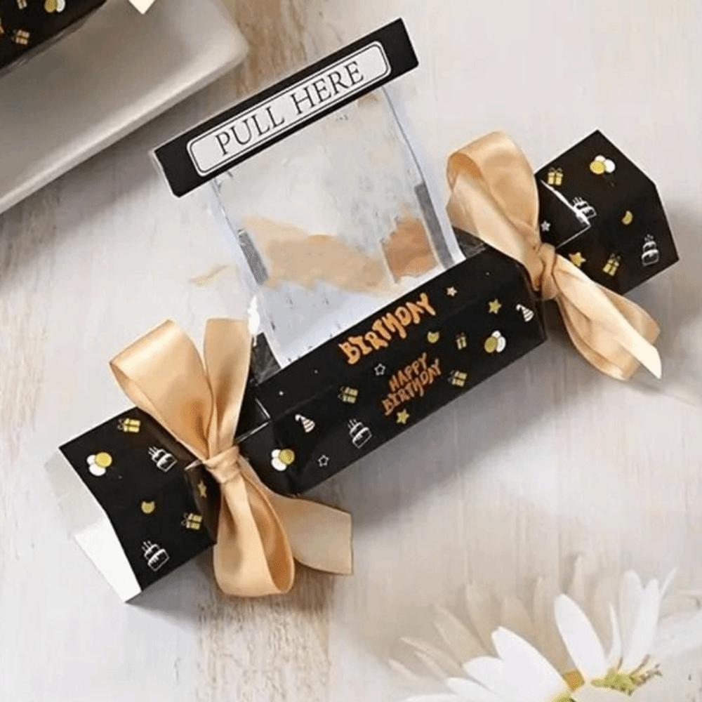 Party Gifts Candy Shape Birthday Money Box Funny Black Gold Money Gift Box with Bags Paper Pull Money Box Family Festive