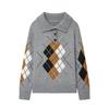 Retro Plaid Polo Collar Sweater - 2026 Autumn/Winter Fashionable Knit Top