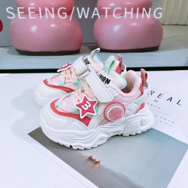 Autumn and Winter New Fashion Children's Shoes Fleece Thermal Casual Shoes Girl Flashing Light Classmate