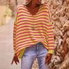 Women S V Neck Long Sleeve Striped Knit Pullover Sweater