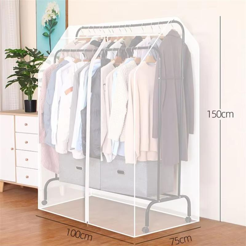 

Translucent Home Clothes Dust Cover Bedroom Drying Rack Clothing Hanger Dust Cover 3D Stereo Enclosed Clothes Storage Cover