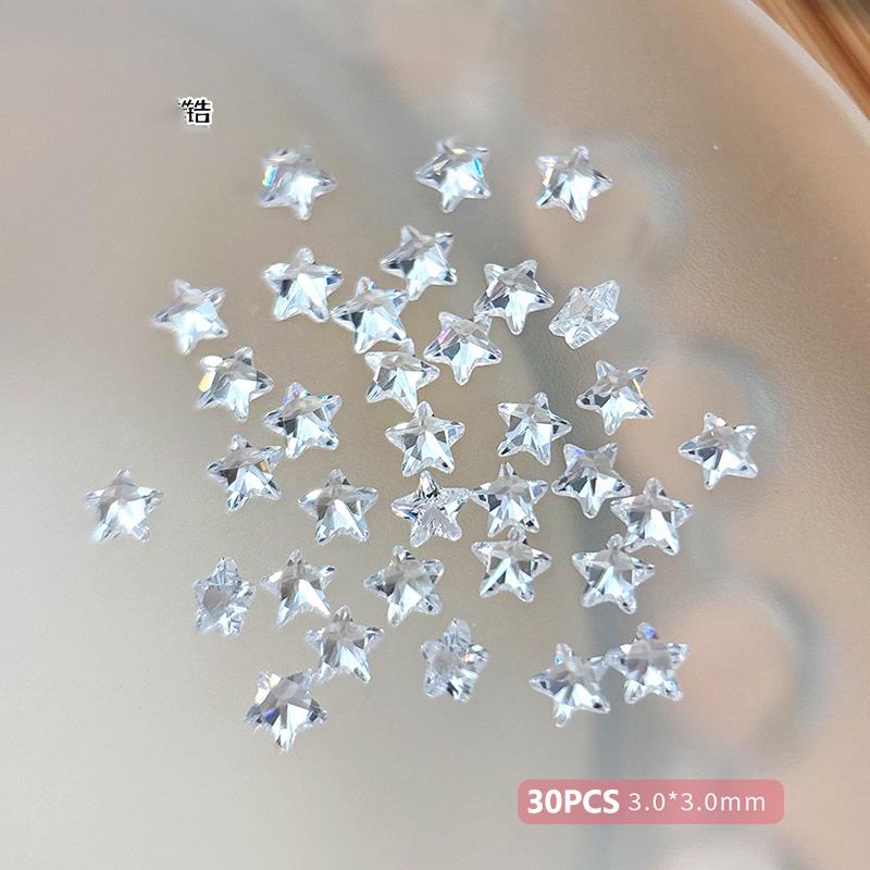 

1 Коробка 30 Штук Блискучі П ятикутні Цирконієві Шарми для Нігтів Милі Мінімалістичні Стрази Flatback 3 мм Багатоколірні Міні-Зірки Деталі для Нігтів A3