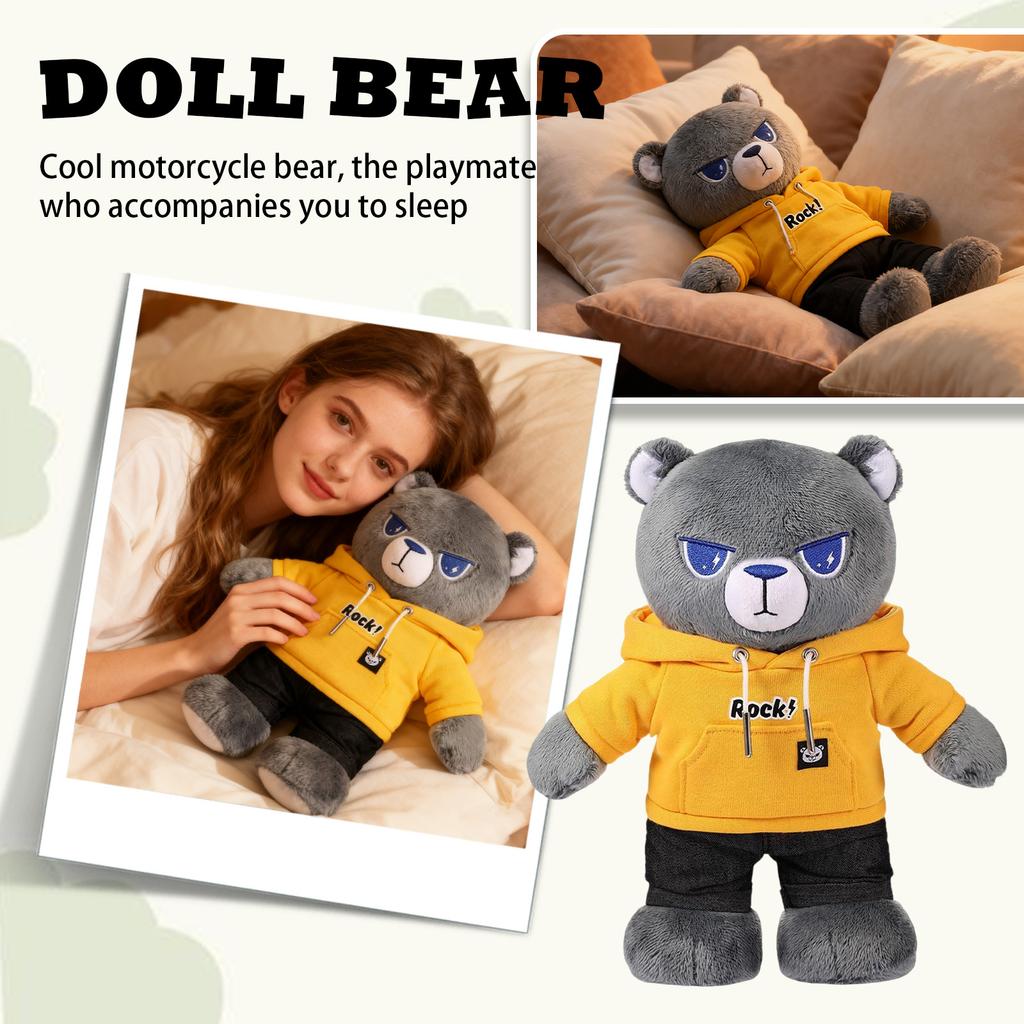 Motorcycle Bear Plush Toy, Motorcycle Bear Stuffed Pillow, Suitable For Motorcycle Fans Adult Home Decoration Marked