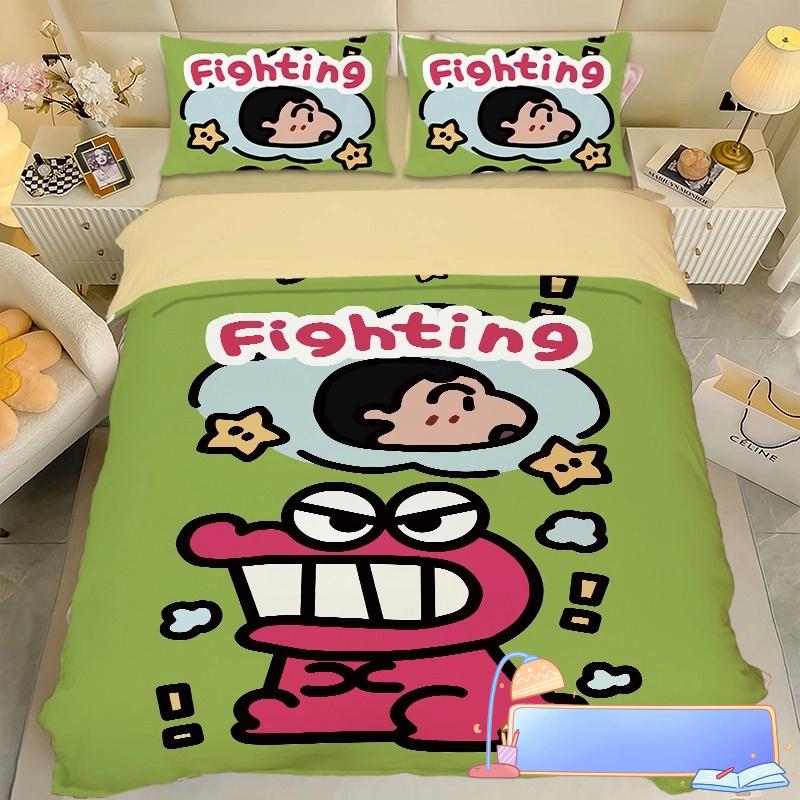 Boy Girl Crayon Shin-chan Bedding Set Pillowcase 2/3/pcs Shin-chan Duvet Cover Adult Children Gift Single Double Large Size