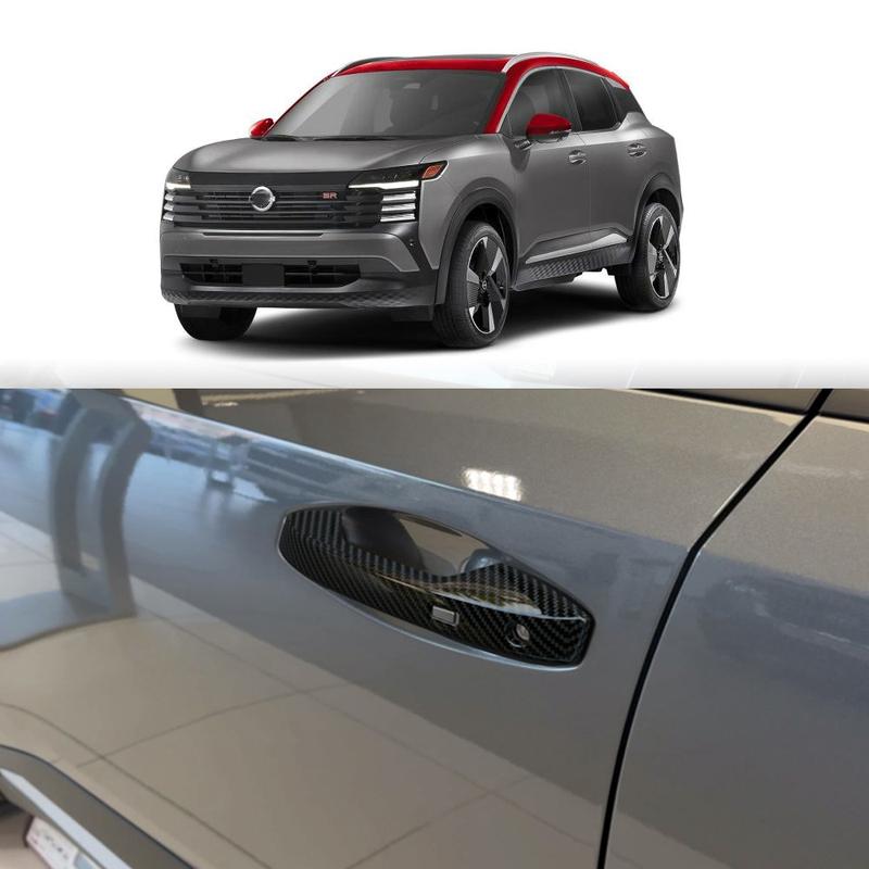 For Nissan Kicks 2025 2026 ABS Carbonfiber Exterior Side Door Handle Cover Door Bowl Cap Sticker Cover Trim External Accessories